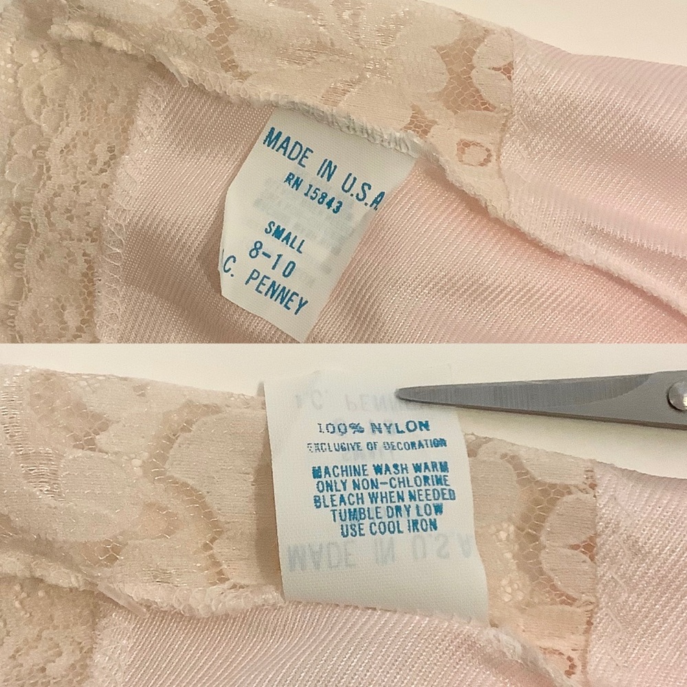 Like-New Vintage JC Penny Pink Satin Lace Teddy Lingerie - S - Picture 11 of 12